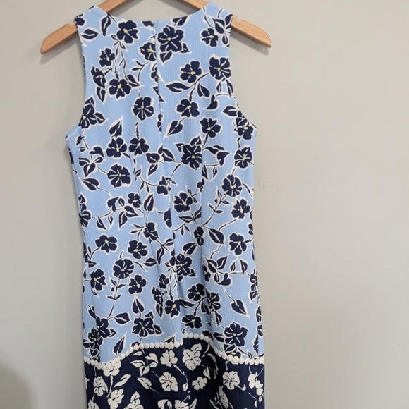 Eliza J Blue and White Shift Floral Mini Dress Resort A Line Crochet Bnwot 8 - Picture 6 of 14